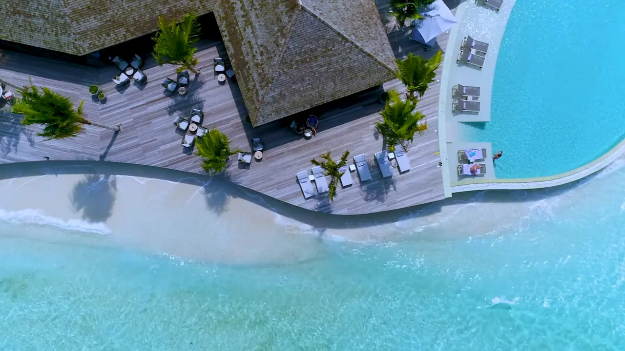 Overwater villas and infinity pool, Maldives