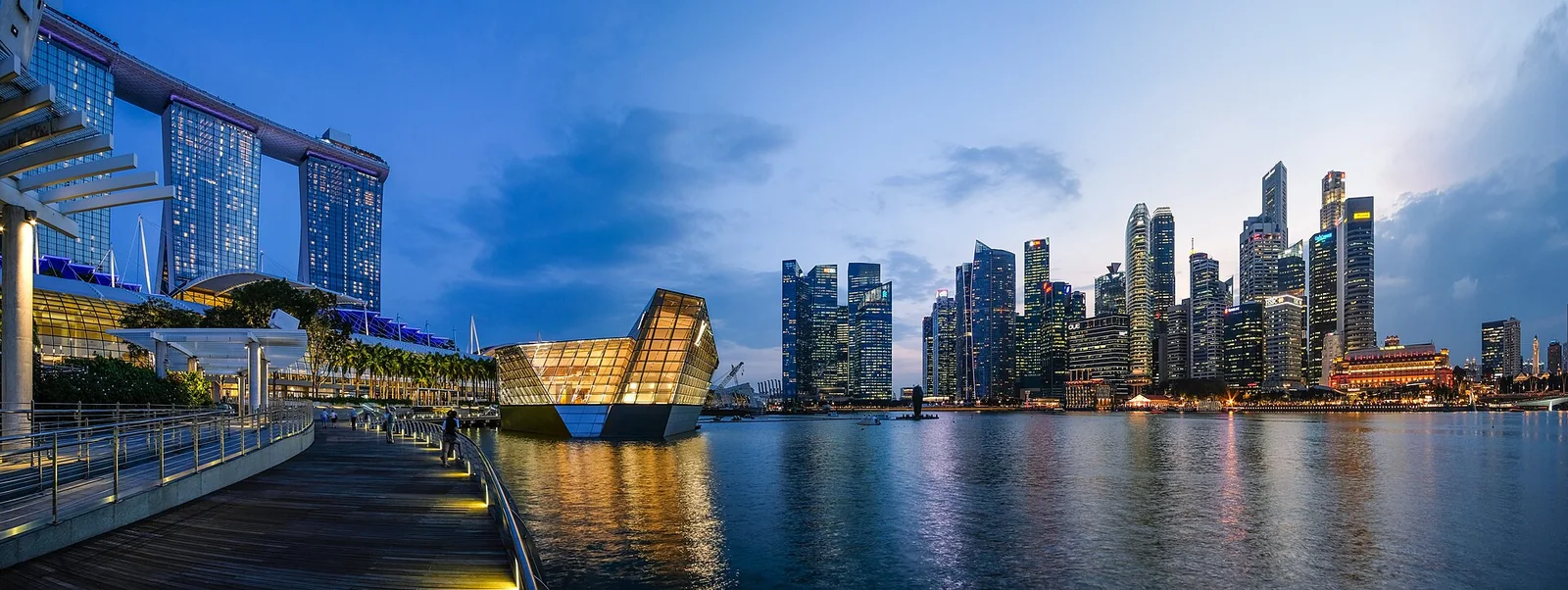 Marina Bay skyline at dusk, Singapore